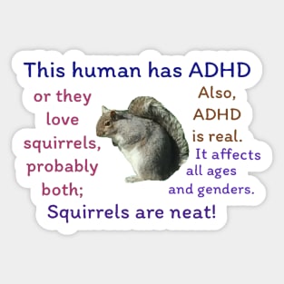 ADHD Squirrel 2 Green Sticker